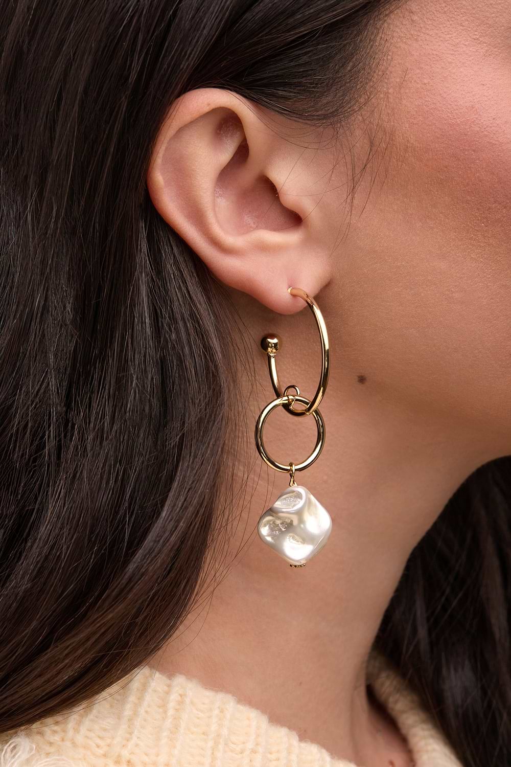 Pearl Multi Hoop Earrings - Pearl