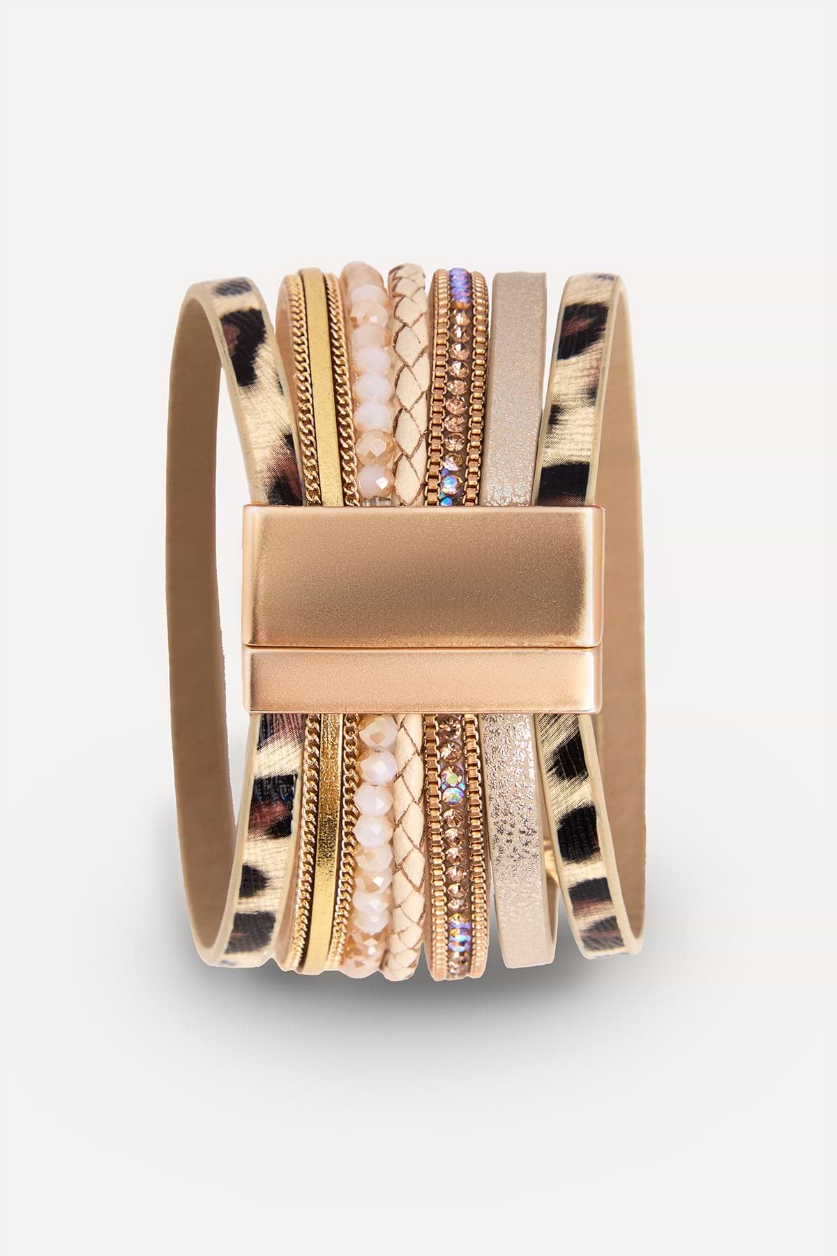Leopard Heart Leather Bracelet - Gold