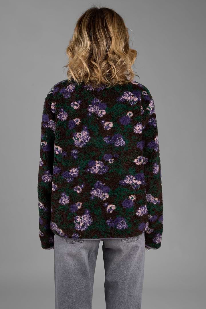 Floral Sherpa Jacket Black
