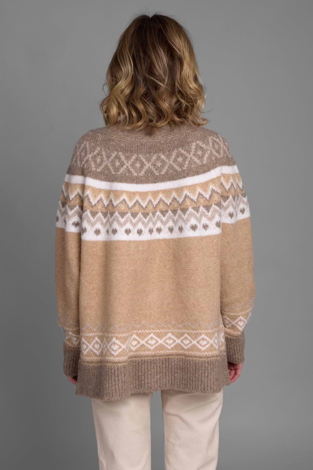Fair Isle Cardigan Sweater - Neutral
