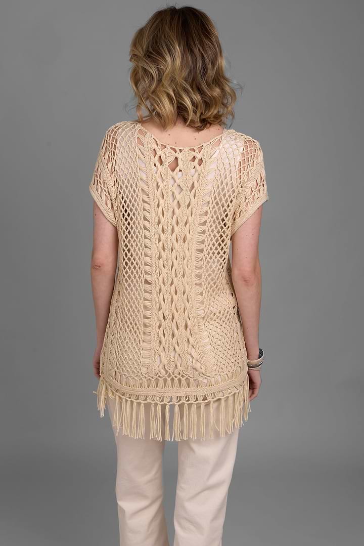 Bohemian Crochet Fringed Tunic - Ivory