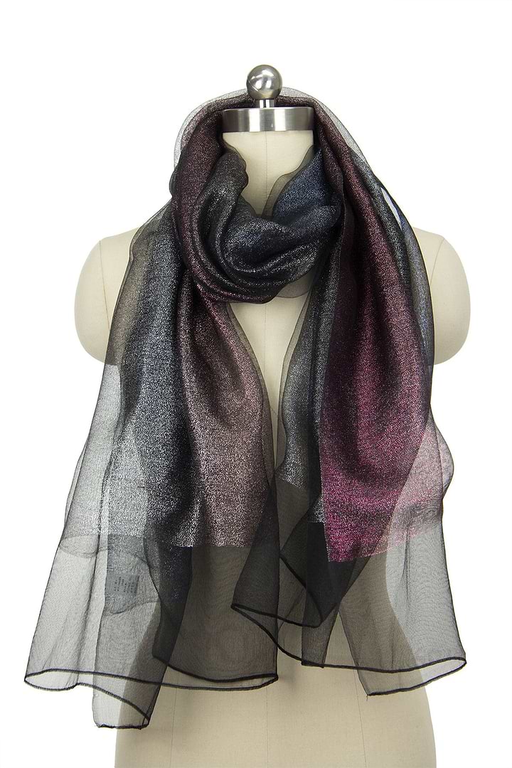 Silk Glitter Ombre Scarf - Black