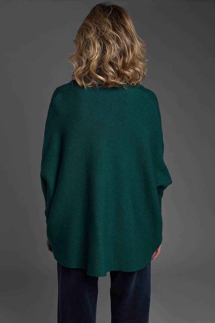Open Front Oversized Cardigan Sweater - Green