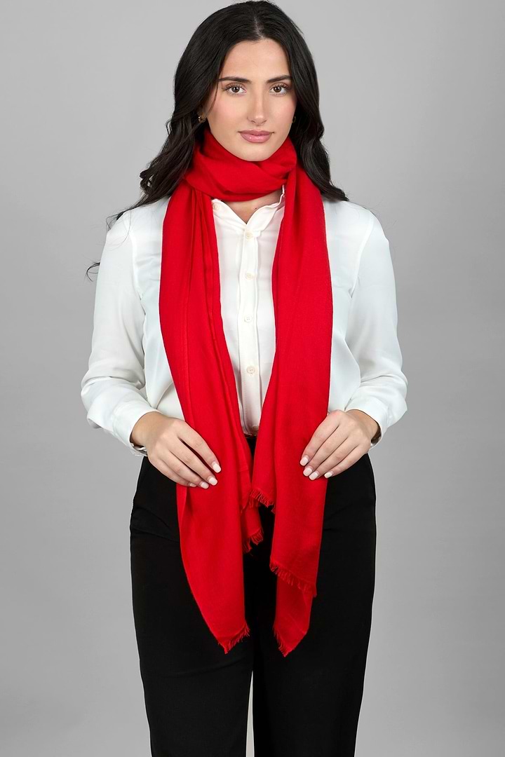 Cashmere Silk Scarf - SAACHI - Red - Scarf