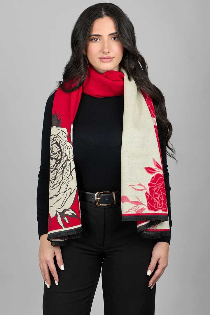 Fiore Reversible Scarf Maroon
