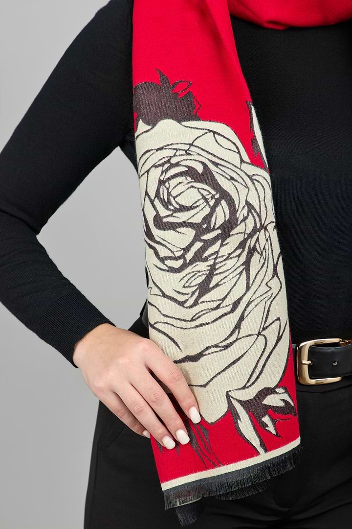 Fiore Reversible Scarf Maroon