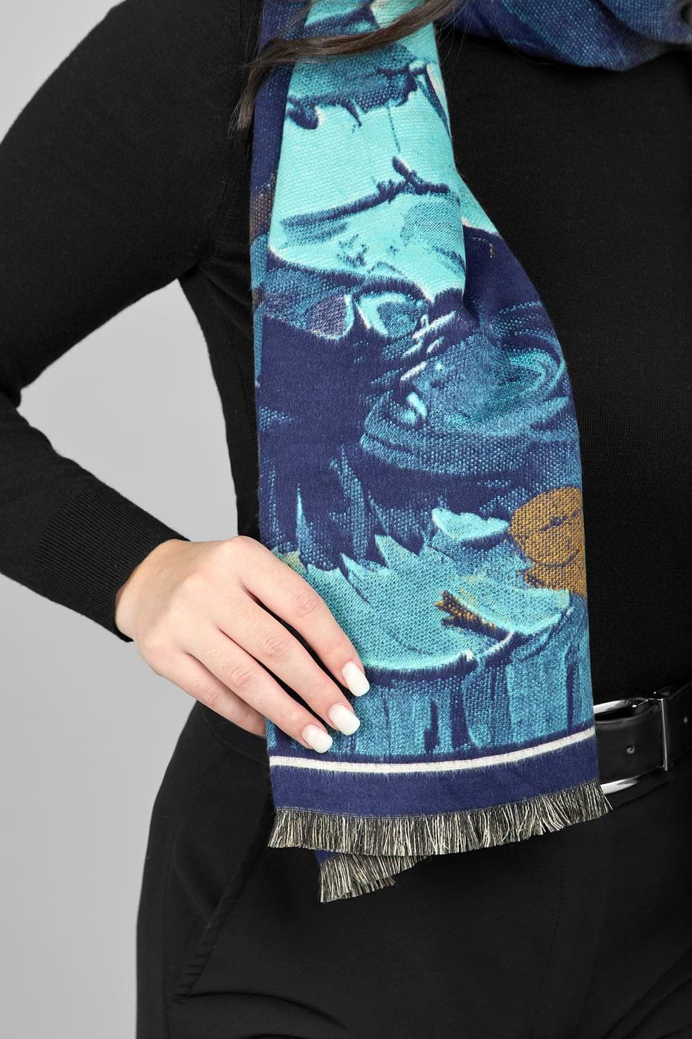 Lily Bold Reversible Scarf - Blue Combo
