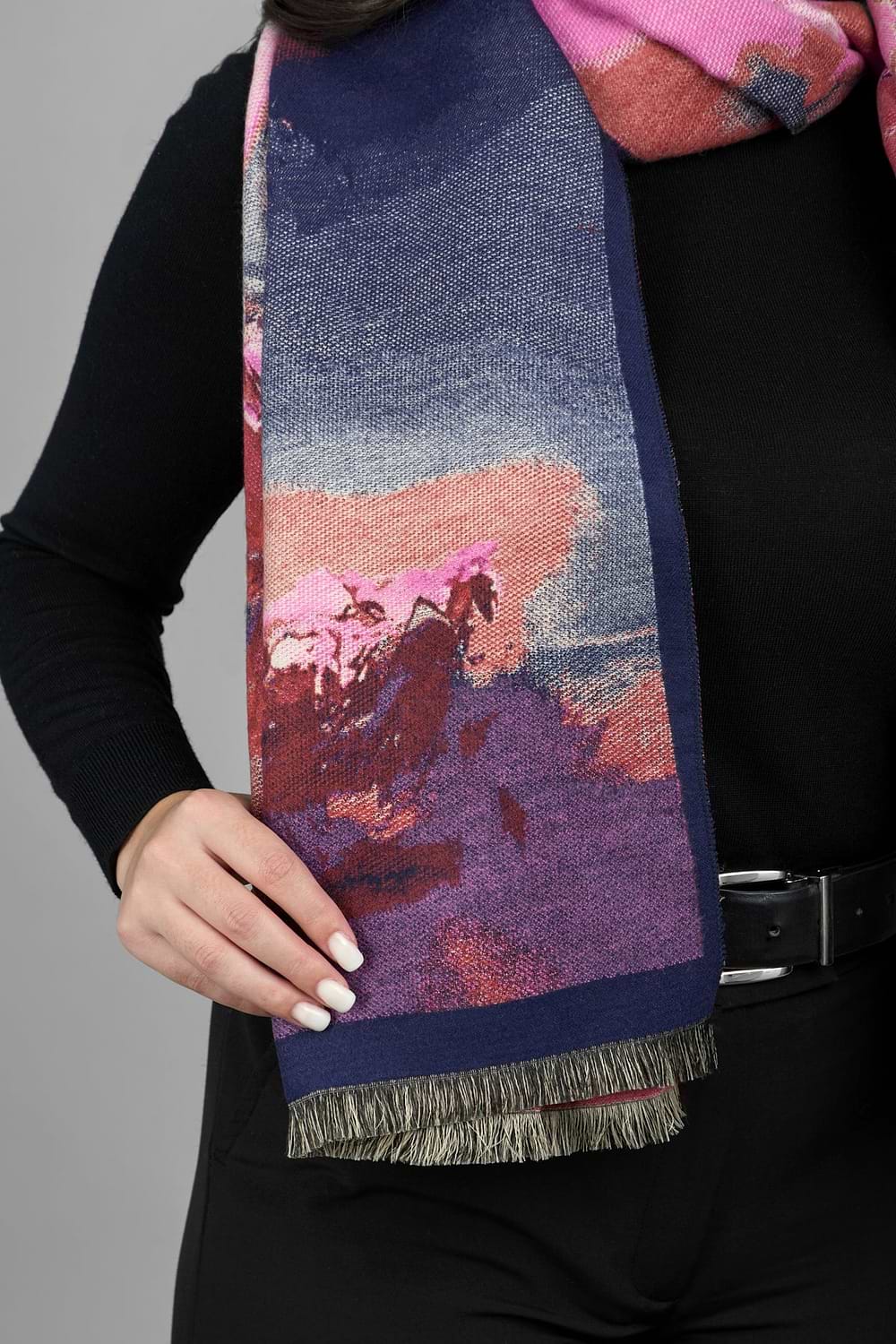 Multicolor Abstract Splatter Reversible Scarf - Multi