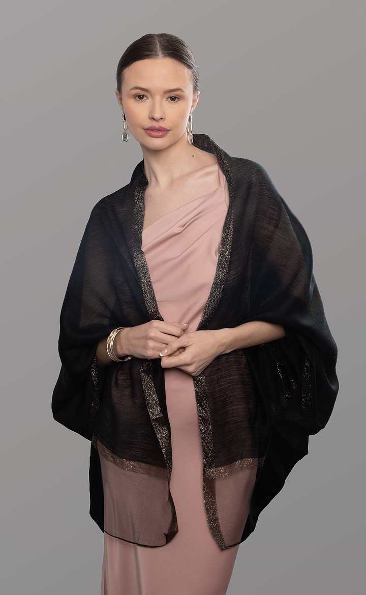 Shimmer Border Scarf - Black