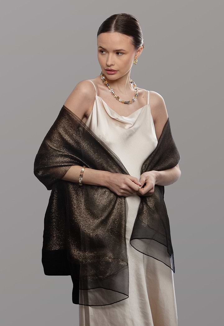 Silk Glimmer Scarf - Black