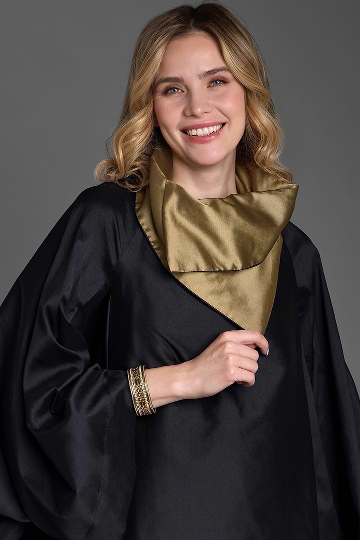 Poncho Cocoon Jacket - Black & Gold