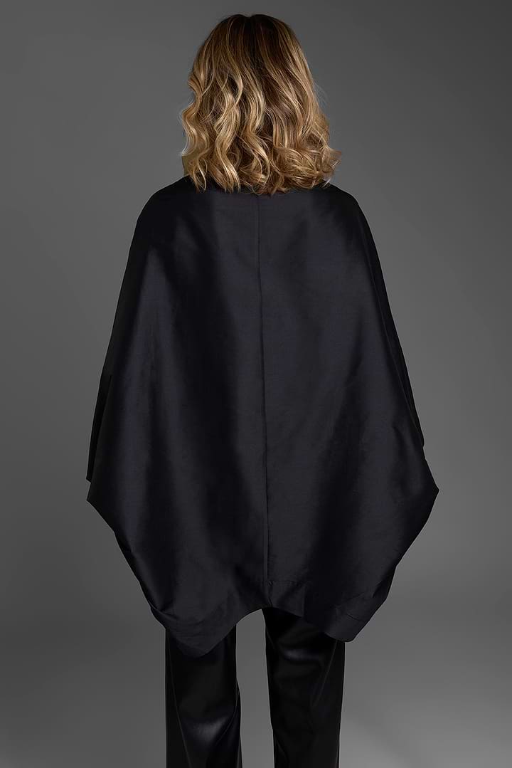 Poncho Cocoon Jacket - Black & Gold