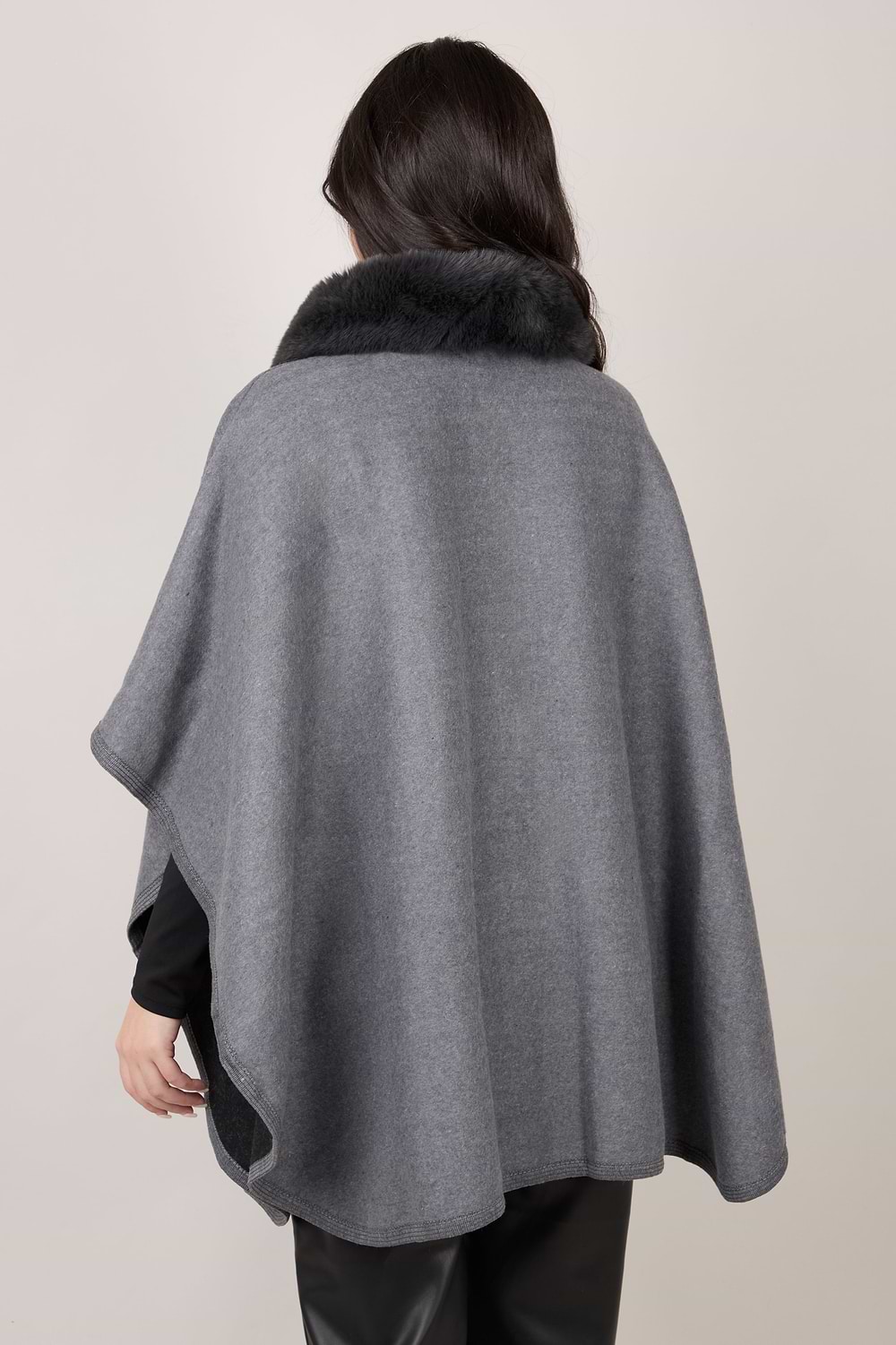 Faux Fur Pocket Kimono - Dark Gray