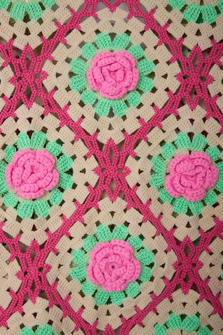 Rosette Crochet Cardigan - Pink
