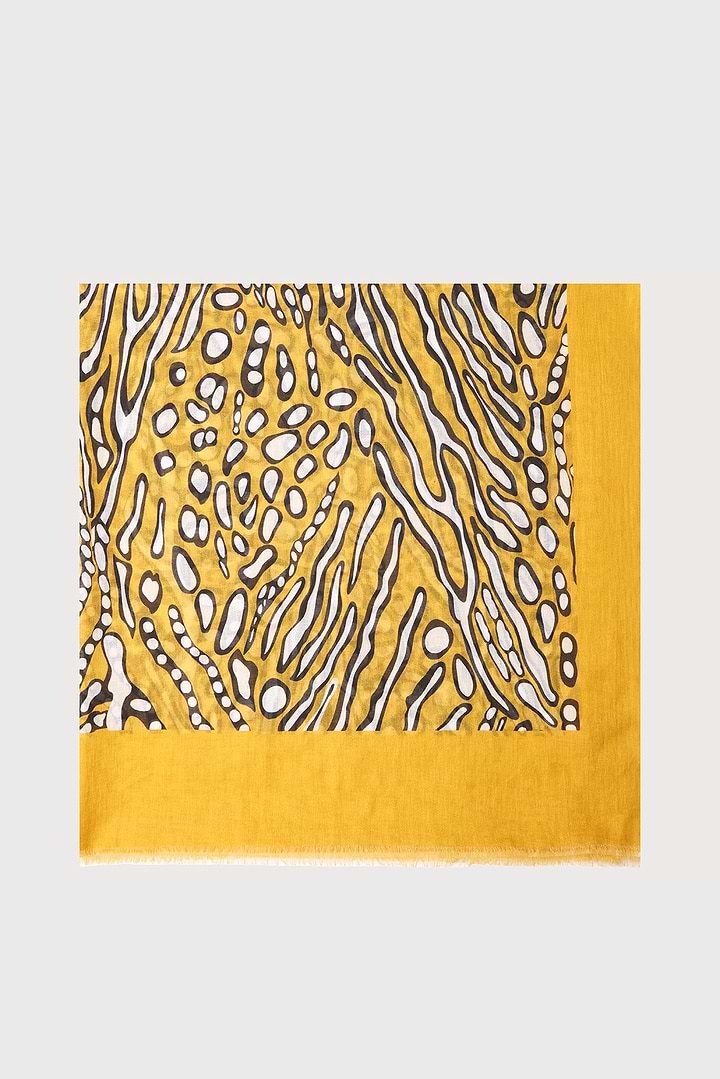 Abstract Animal Print Scarf - Mustard