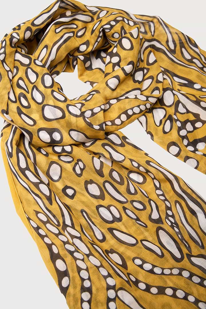 Abstract Animal Print Scarf - Mustard