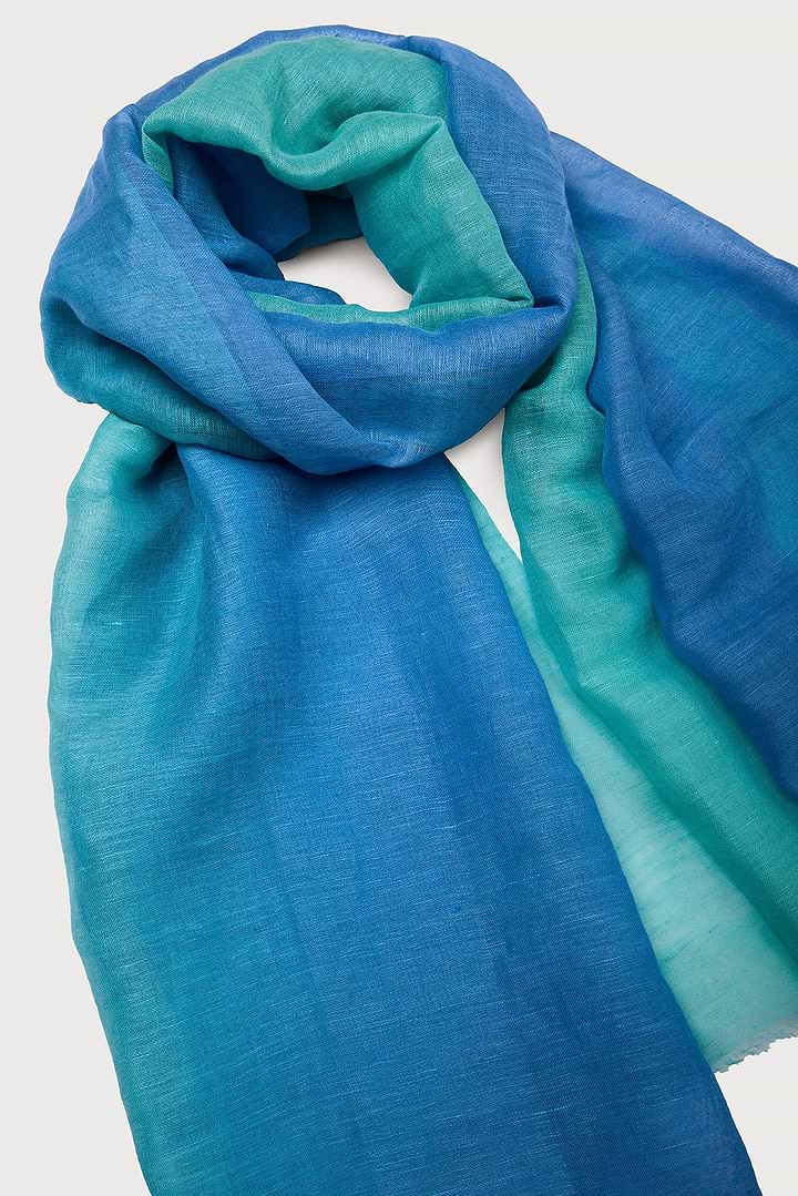 Linen Ombré Scarf - Aqua