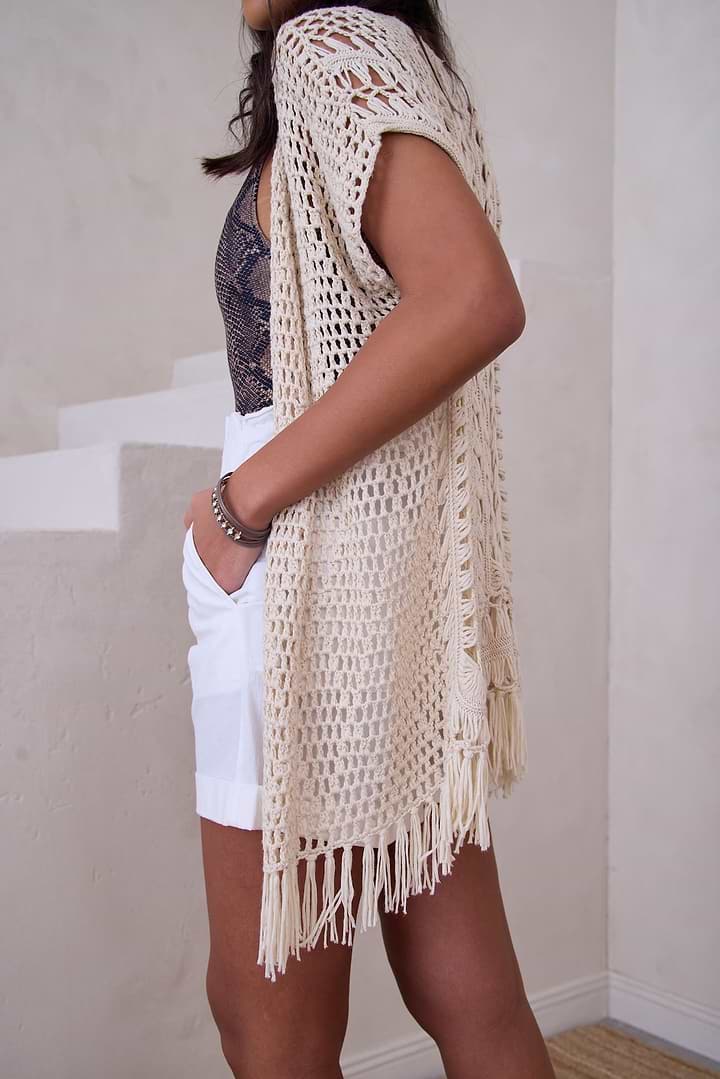 Moondial Crochet Kimono - Beige
