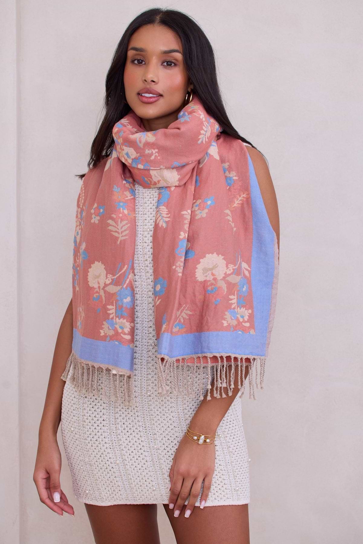 Fiore Pastel Reversible Scarf - Pink