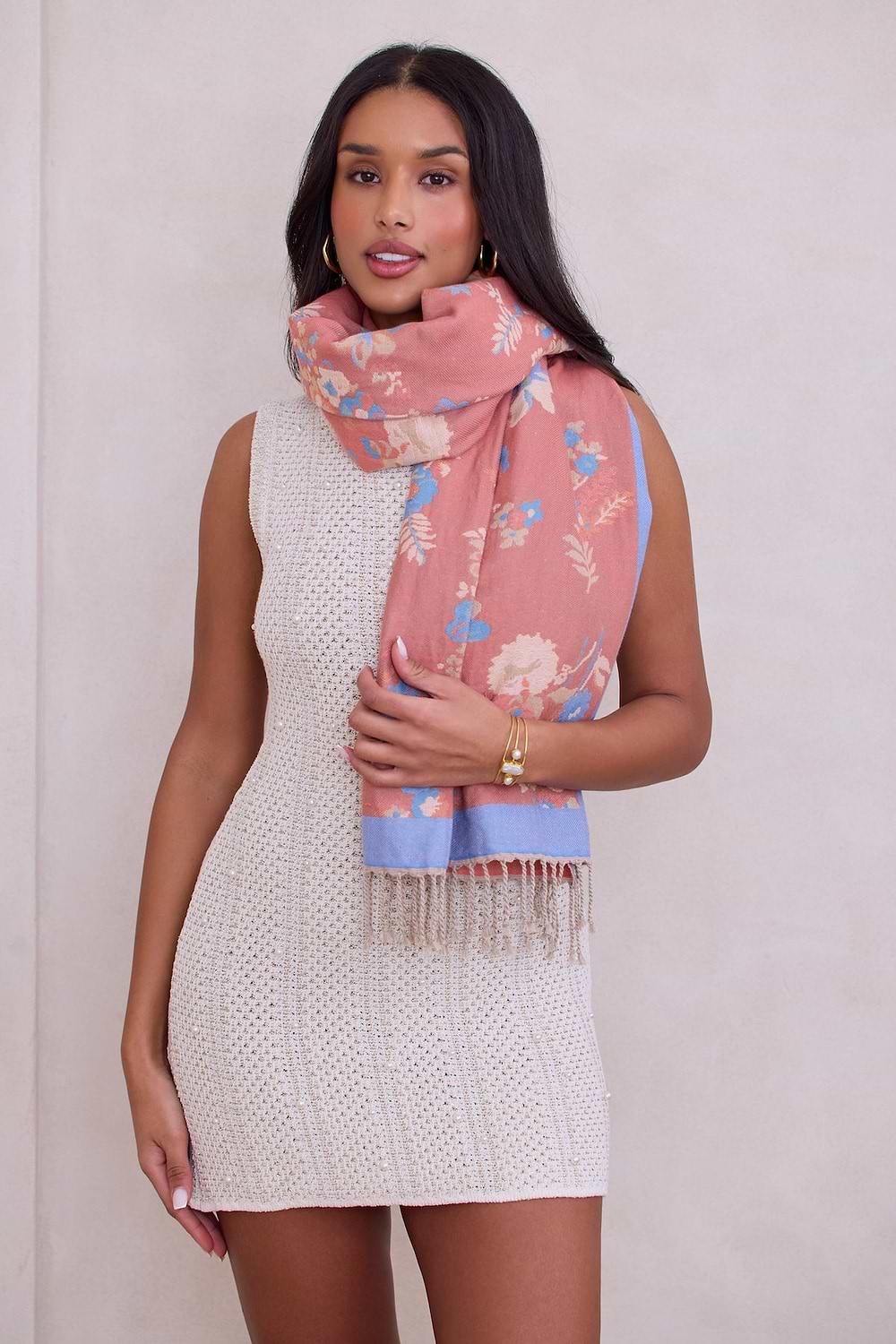 Fiore Pastel Reversible Scarf - Pink