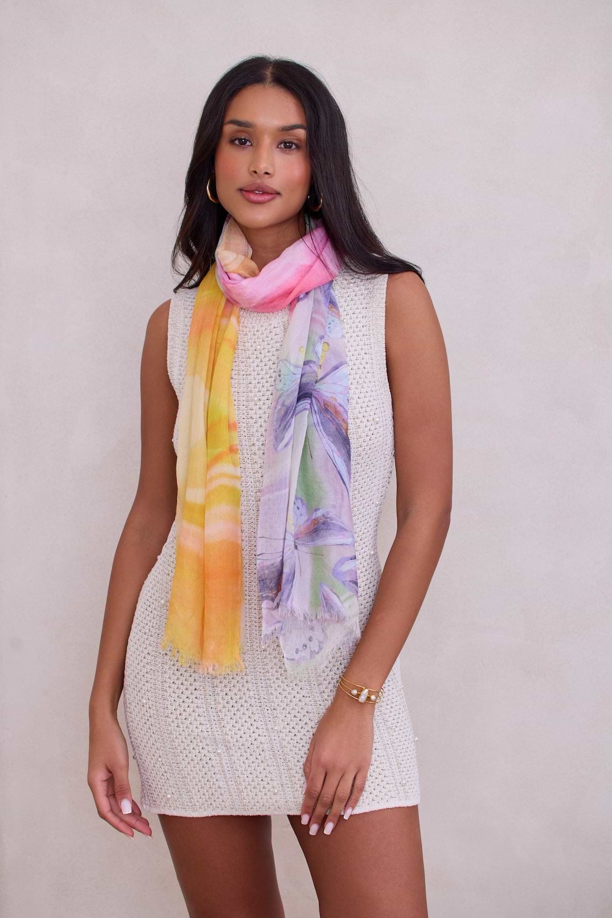 Swirled Butterfly Scarf - Yellow