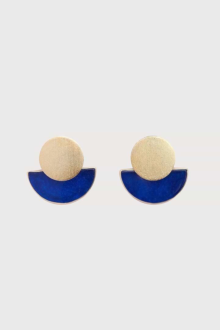 Geometric Half-Moon Earrings - Blue