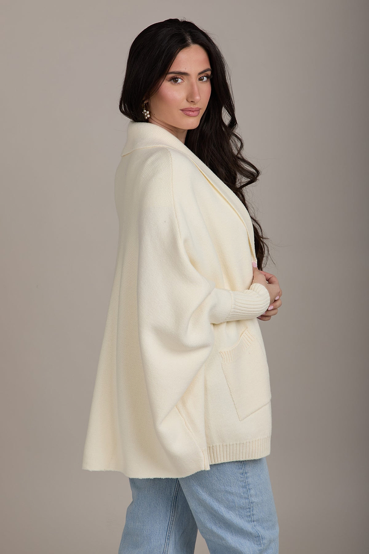 Open Front Oversized Cardigan Sweater - Ivory