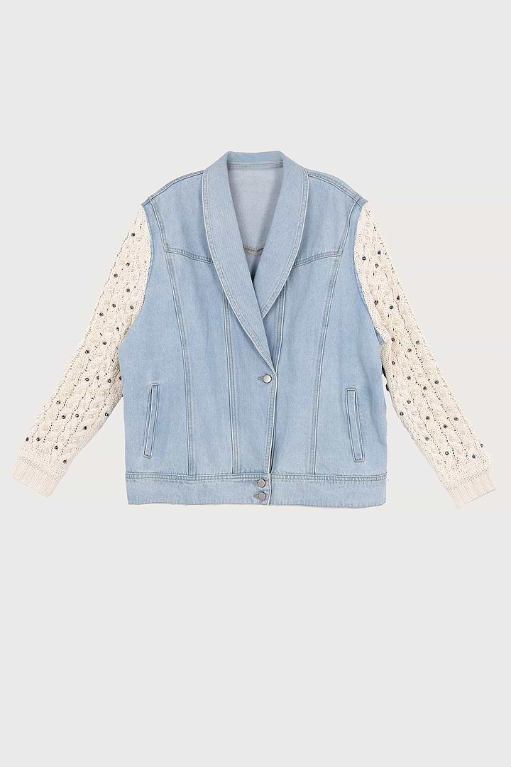 Pearl Knit Denim Jacket - Denim