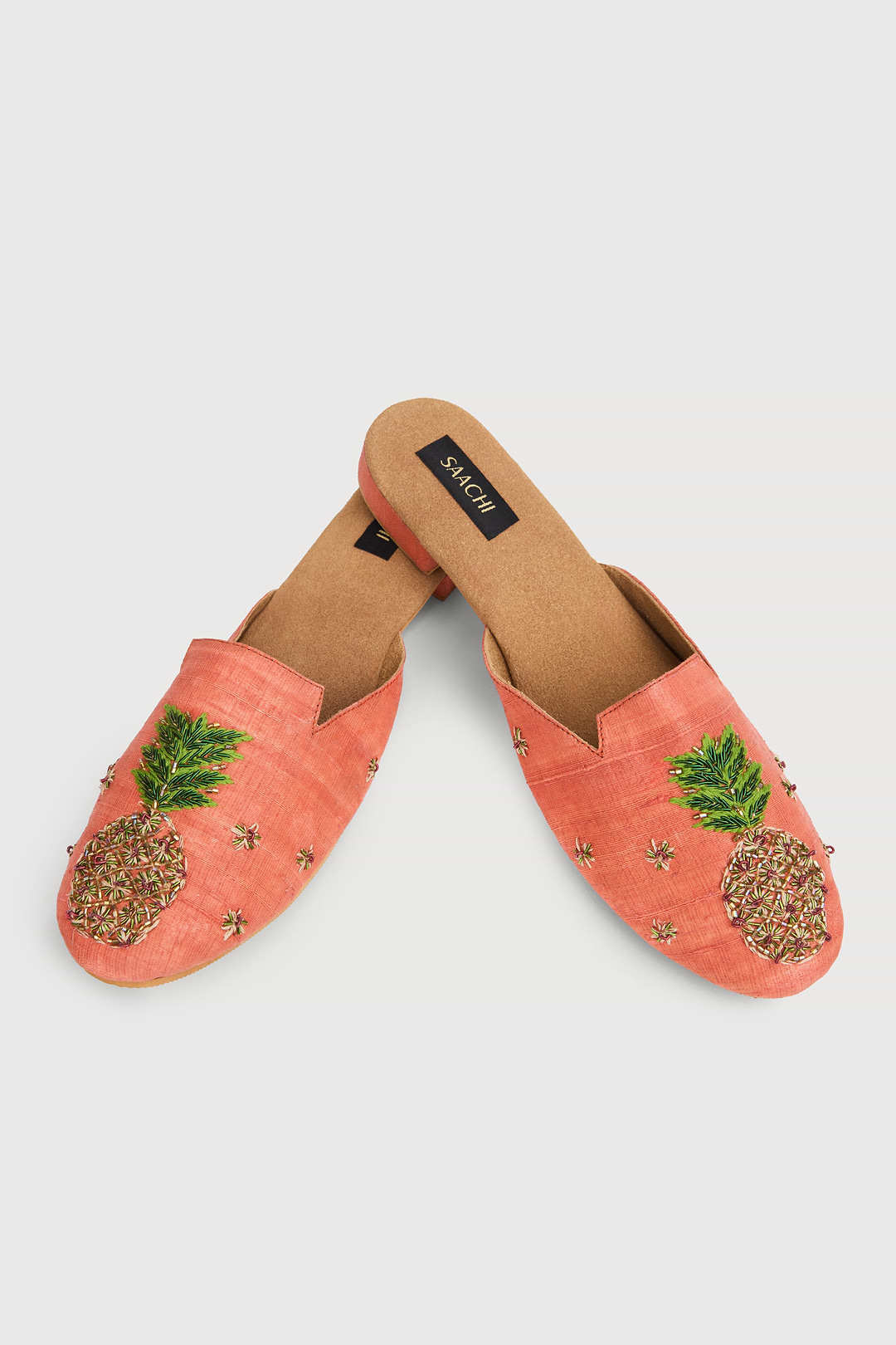 Pineapple Shoe Block Heel Mule - Coral