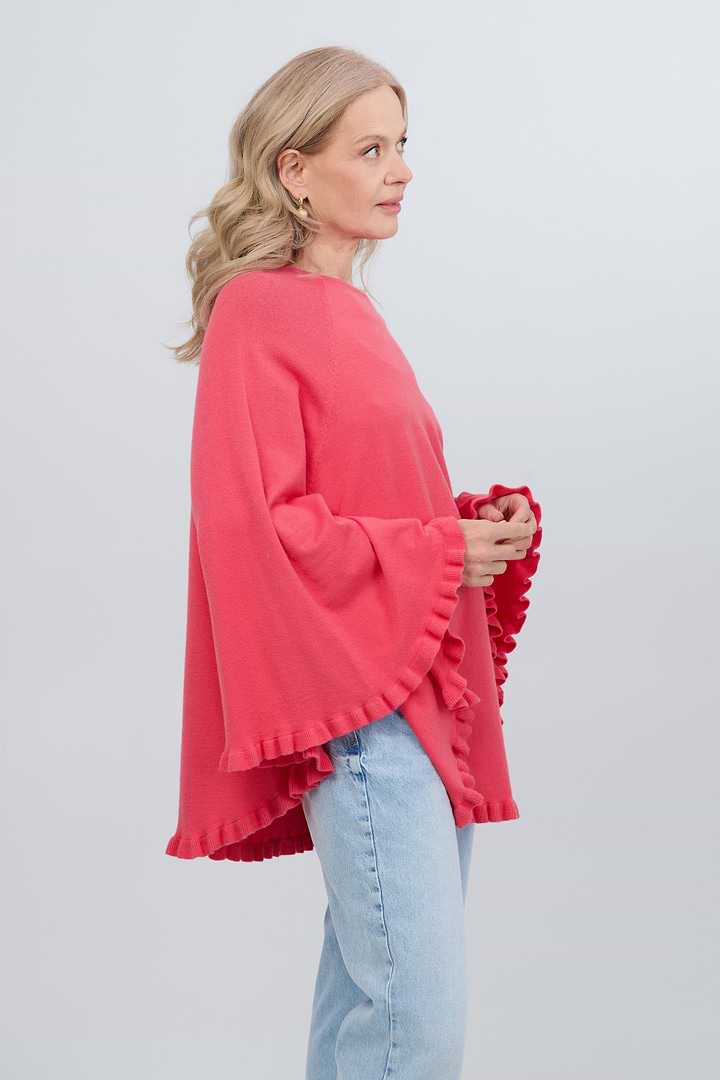 Ruffled Hem Poncho