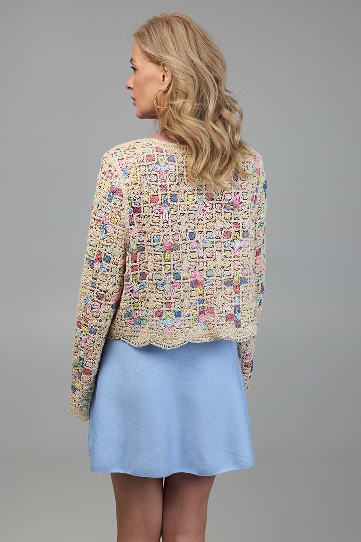 Scalloped Floral Crochet Cardi - Multi