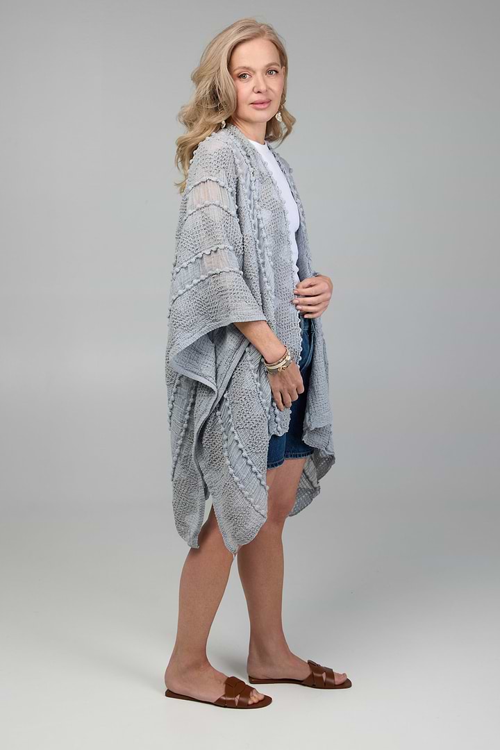Bohemian Textured Kimono - Light Grey