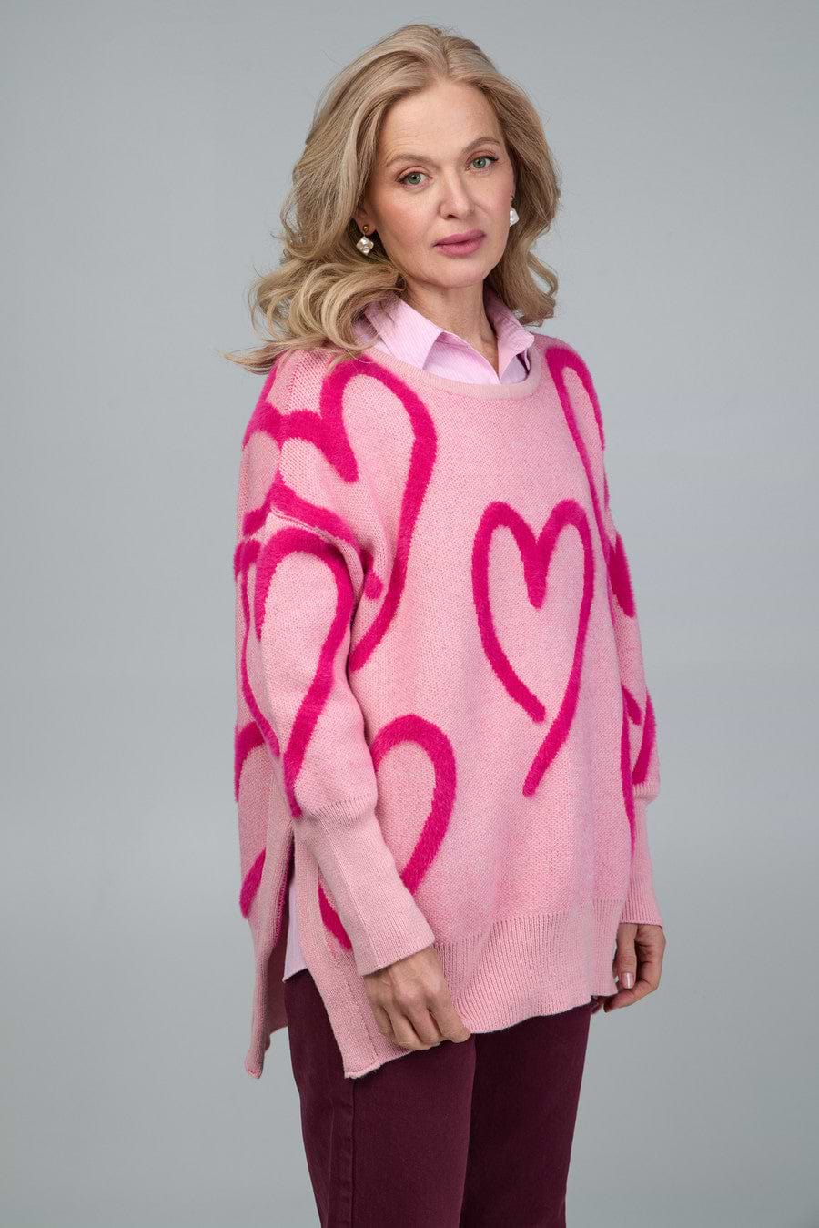 Whimsical Heart Sweater - Pink