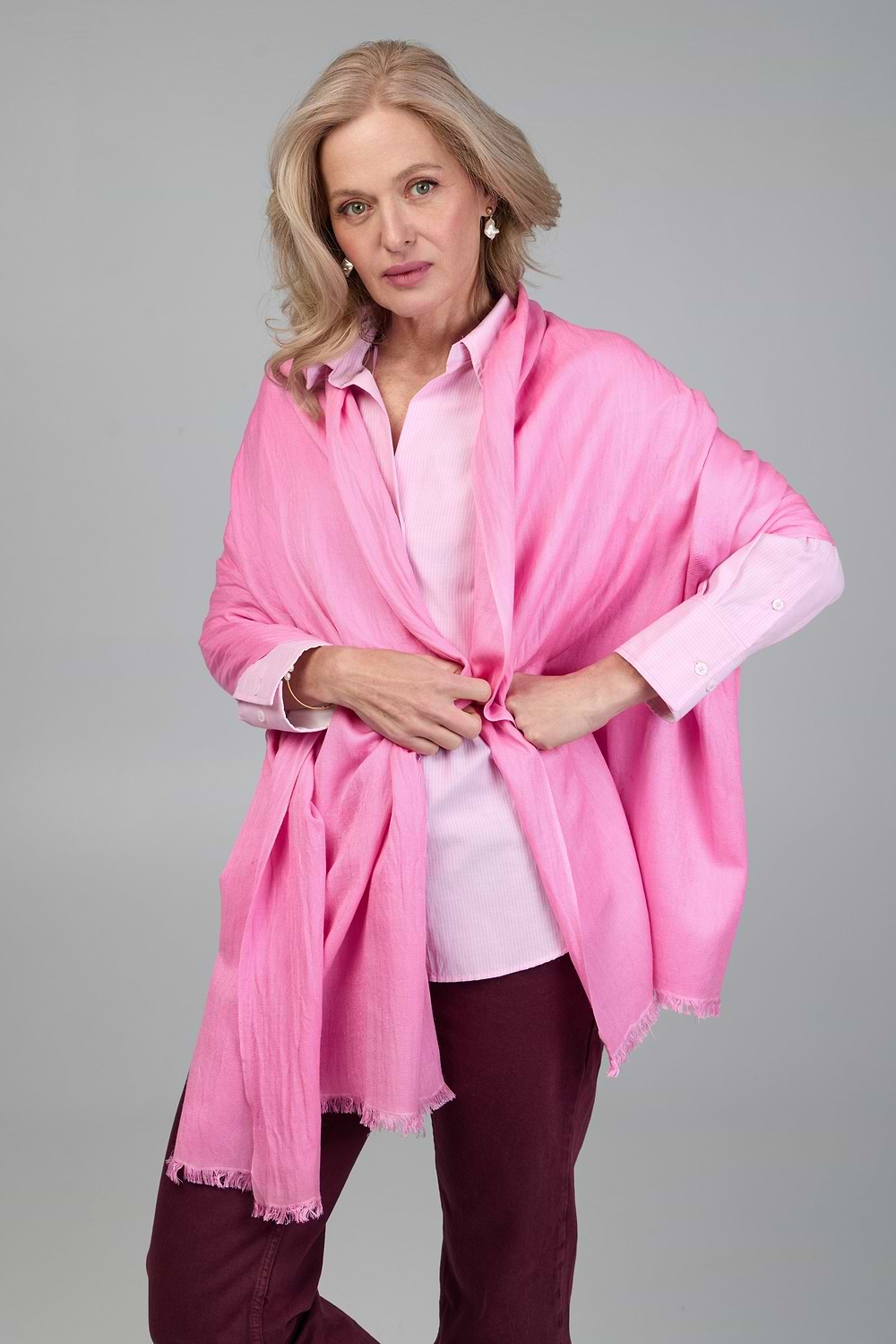 Eyelash Fringed Cashmere Scarf - Fuchsia