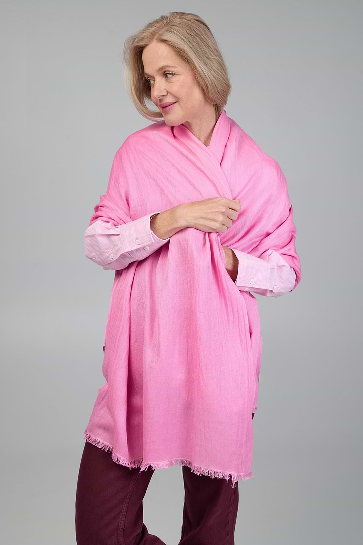 Eyelash Fringed Cashmere Scarf - Fuchsia