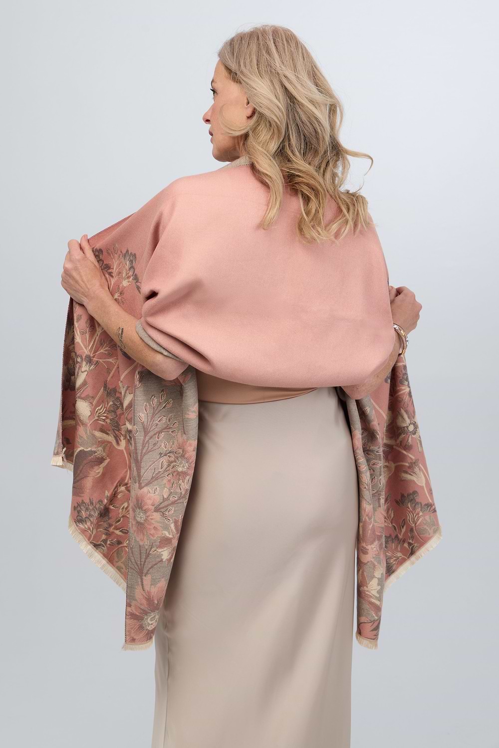 Reversible Floral Oversized Scarf - Peach Puff