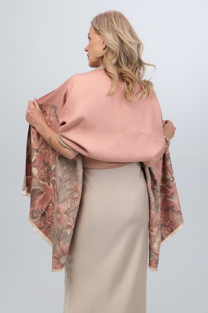Reversible Floral Oversized Scarf - Peach Puff