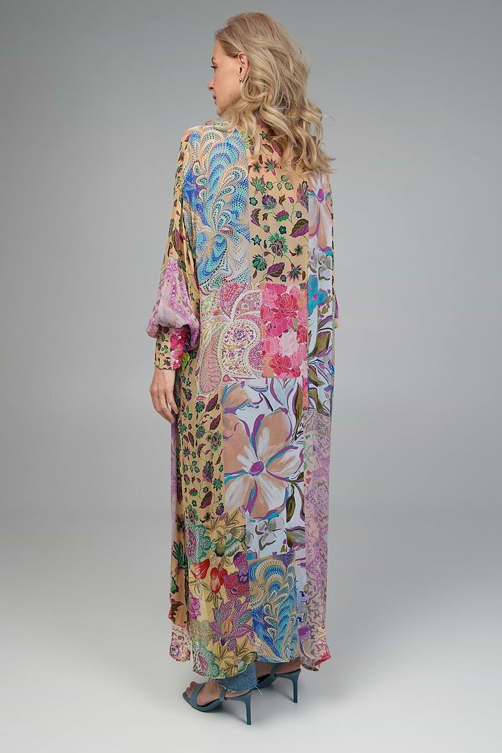 Floral Patch Long Kimono - Multi