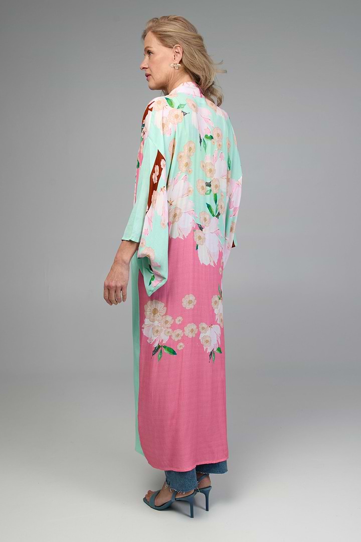 Pastel Petal Floral Kimono - Pink Combo
