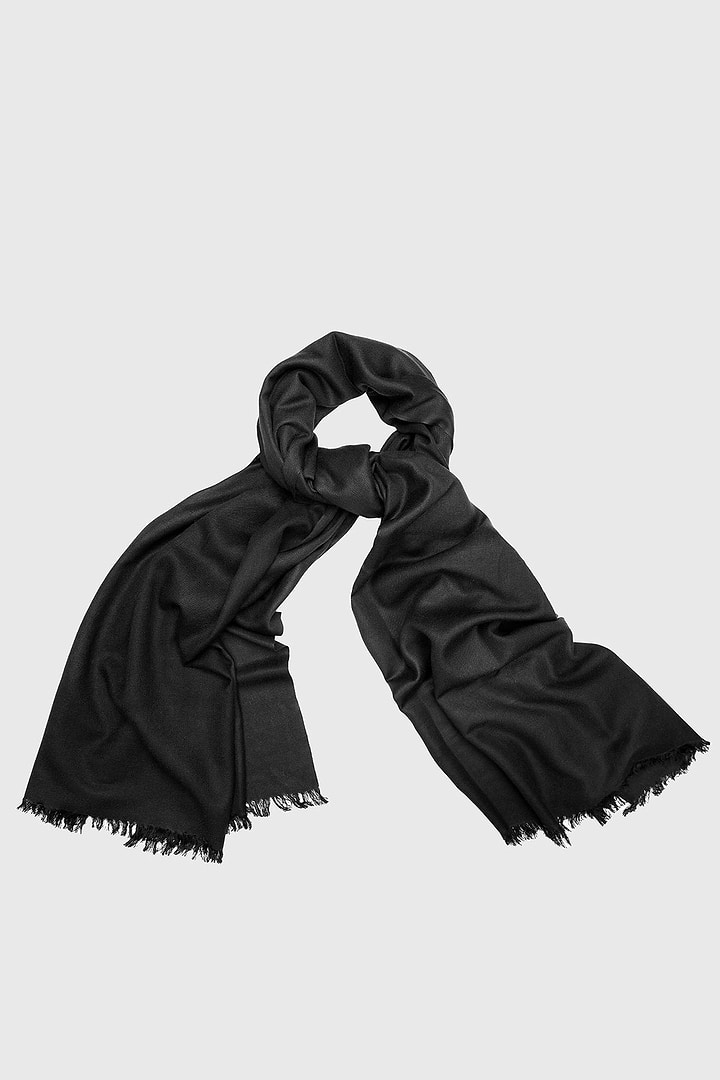 Cashmere Silk A Black Eyelash Scarf - Black