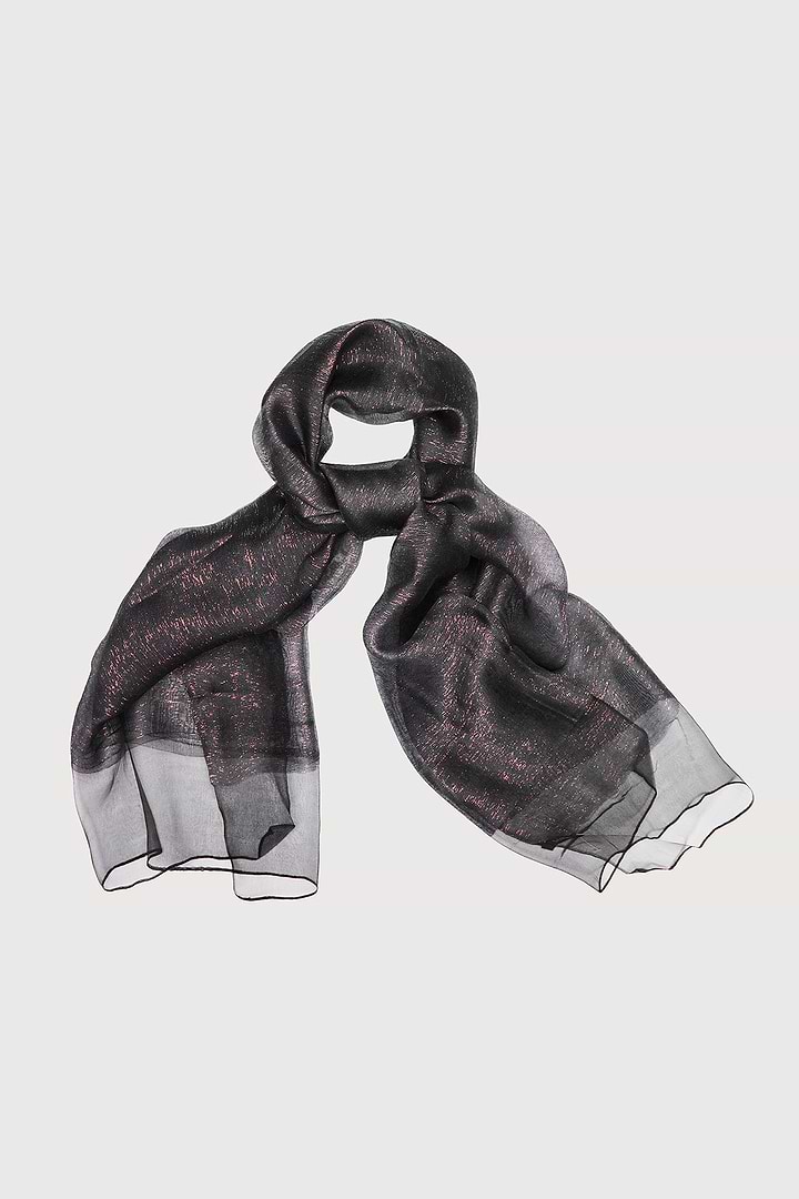 Silk Sparkle Wrap Scarf Black with Copper
