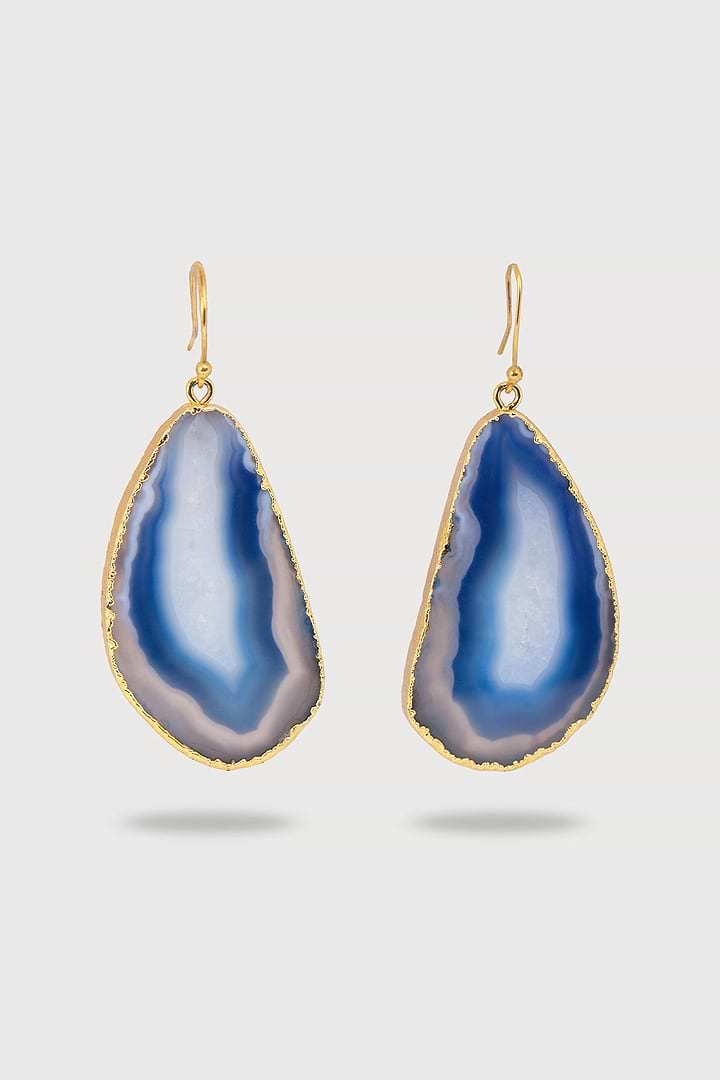 Agate Dangle Earrings - Blue