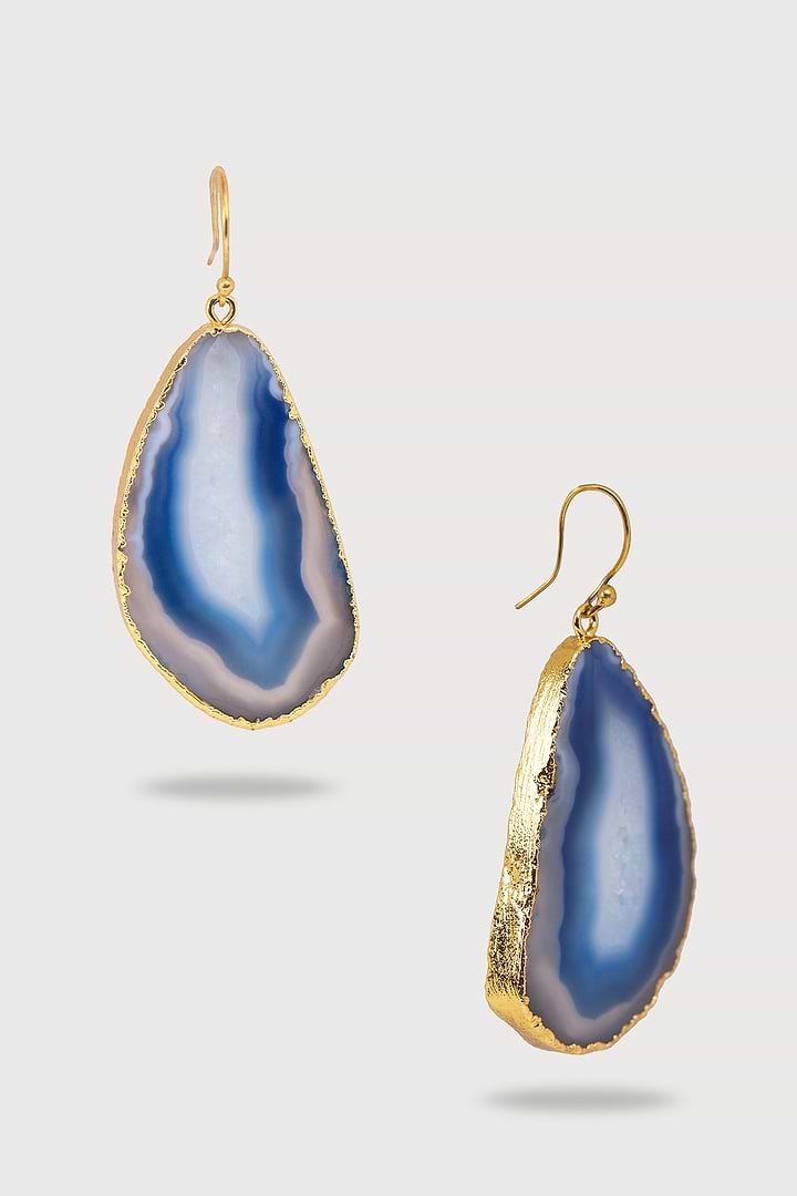 Agate Dangle Earrings - Blue