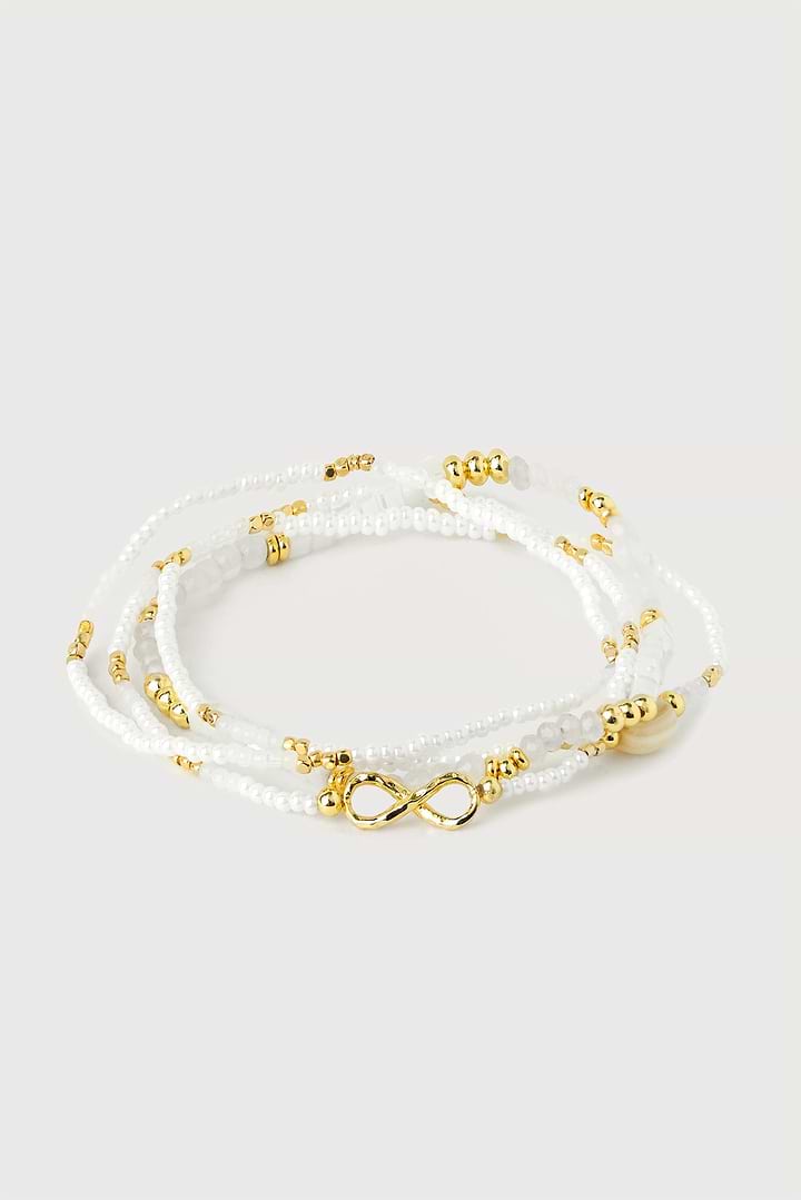 Infinity Beaded Bracelet Set - White
