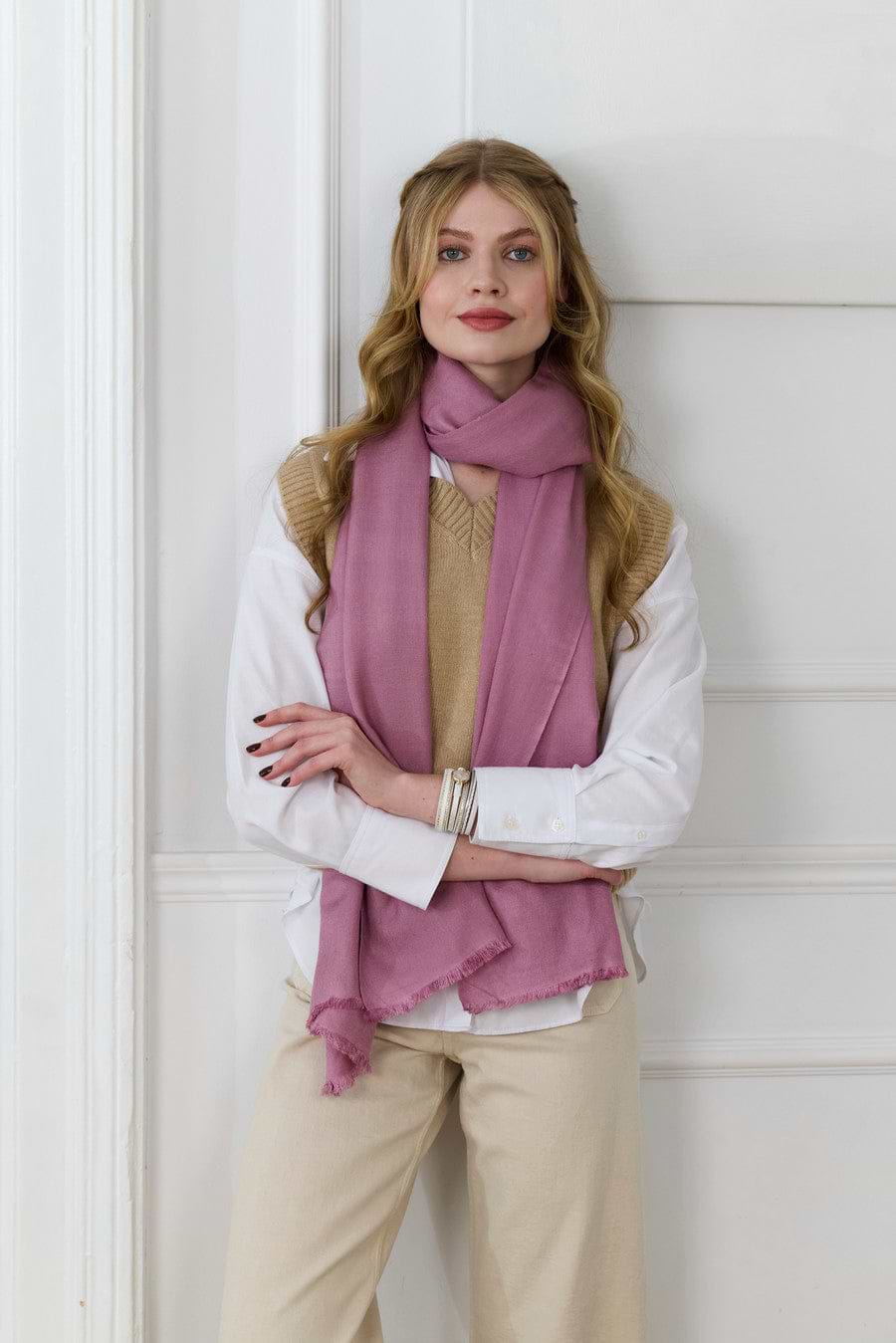 Eyelash Fringed Cashmere Scarf - Lilac