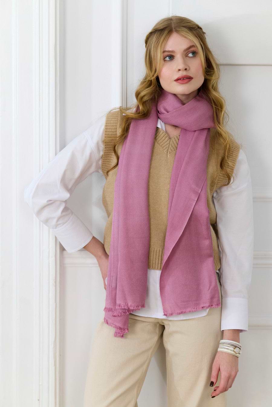 Eyelash Fringed Cashmere Scarf - Lilac