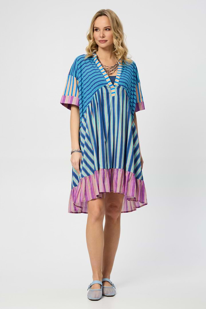 Bold Striped Cover Up Dress - Blue Multi