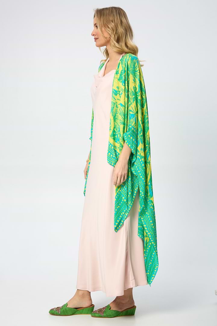 Tropical Print Kimono - Light Green
