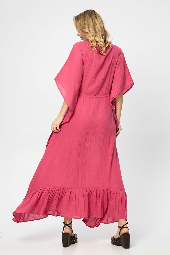 Crochet Rainbow Kaftan Maxi - Magenta