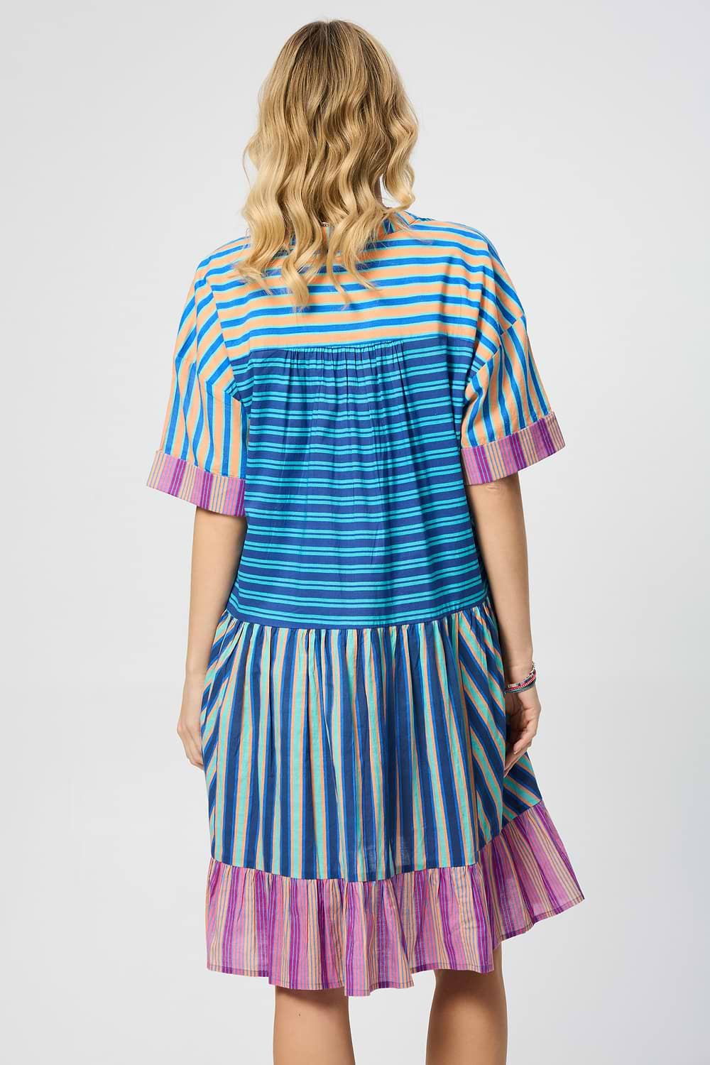 Bold Striped Cover Up Dress - Blue Multi
